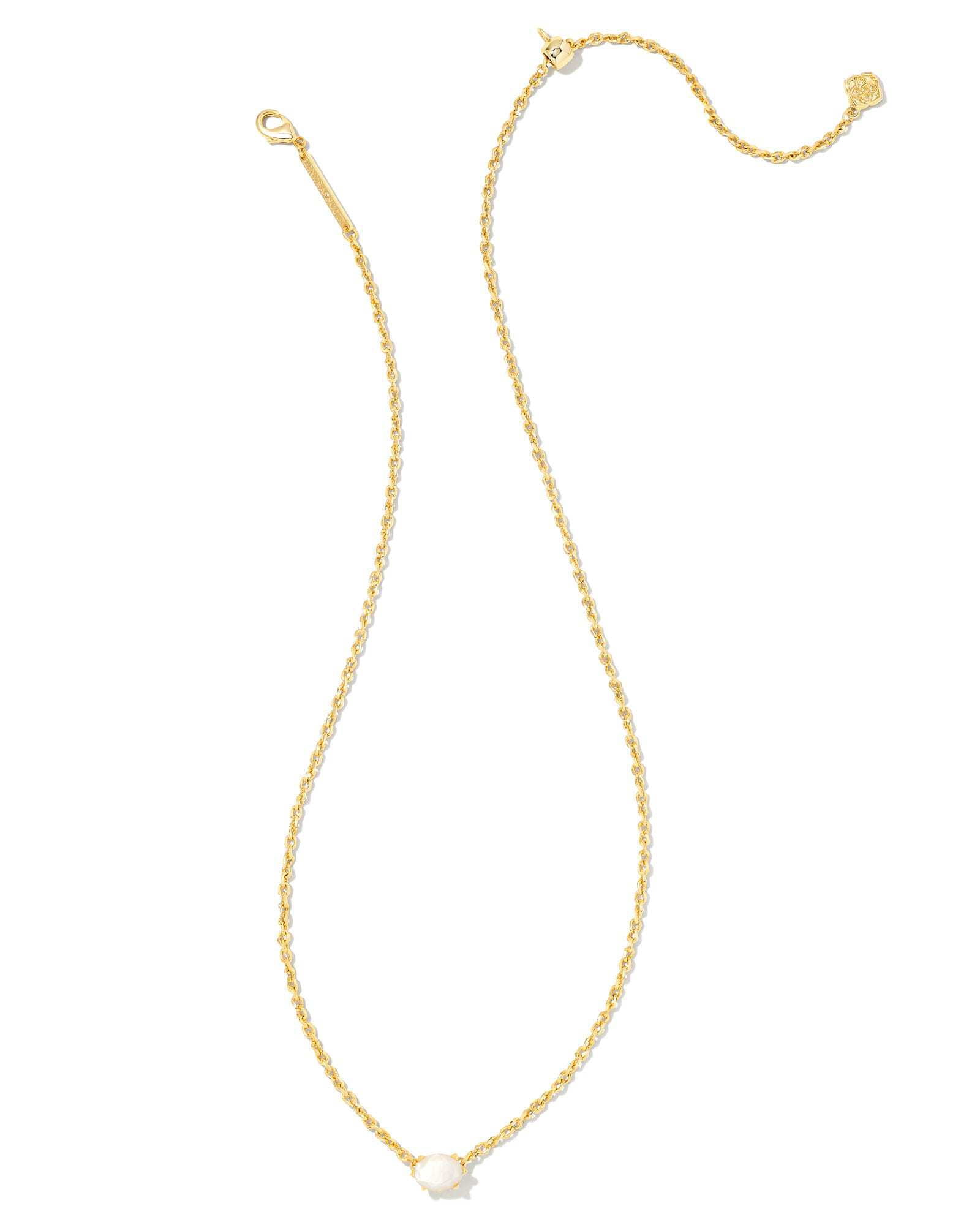 Kendra Scott Cailin Crystal Pendant Necklace Gold Ivory Mother Of Pearl