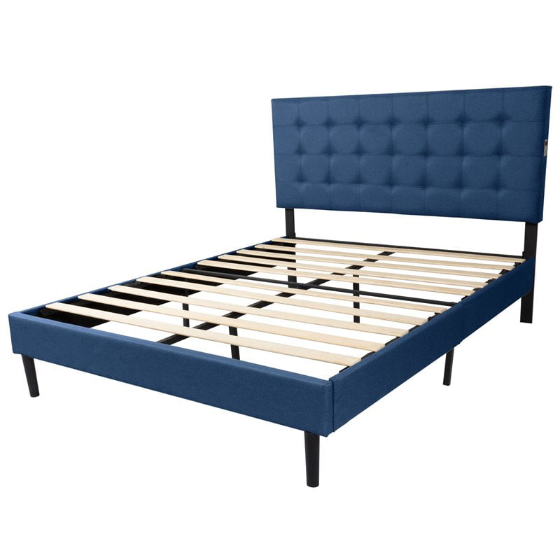 Pemberly Row Bailey Light Blue Tufted Twin Panel Bed 