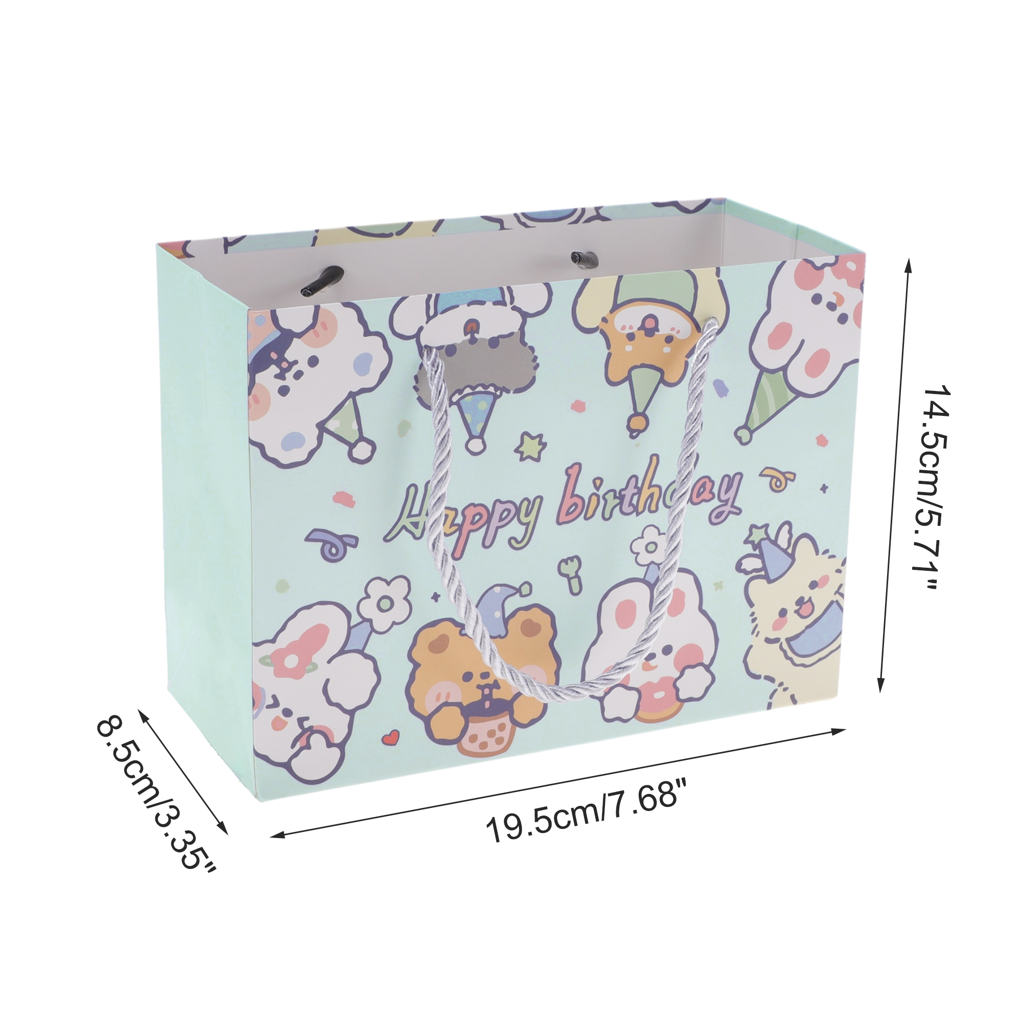 Unique Bargains Set of 4 Cartoon Animal Gift Bags Blue