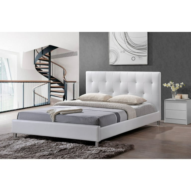 Baxton Studio Barbara Modern Platform Bed with Crystal Button Tufting Queen Size Multiple colors