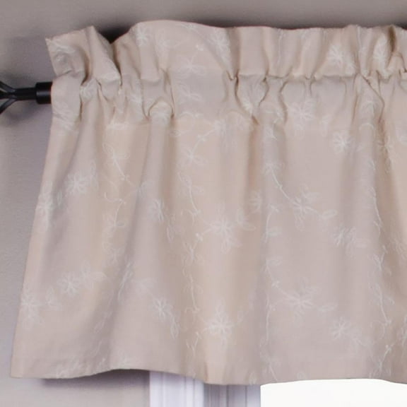 Candlewicking Cream 72" x 15.5" Lined Cotton Embroidered Valance by Raghu