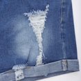 thumbnail image 4 of Fsgntruao Denim Shorts for Women Mid Rise Summer Shorts Jean Shorts Stretchy Folded Hem Hot Short Jeans Solid Color Straight Stretch Jeans, 4 of 8
