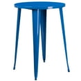 thumbnail image 4 of Flash Furniture Boyd Commercial Grade 30" Round Blue Metal Indoor-Outdoor Bar Table Set with 2 Square Seat Backless Stools, 4 of 5