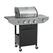 Resenkos 3-Burner Propane Grill, 37,000 BTU Stainless Steel Gas BBQ with Side Burner, Silver