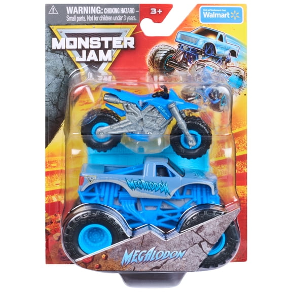 Monster Jam Megalodon Monster Truck and Dirt Bike Vehicle 2-Pack, 1:64 Scale