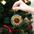 thumbnail image 6 of Funny Christmas Ornament,Yellow Sunflower In The Center,Xmas Round Ceramic Pendant, 6 of 6