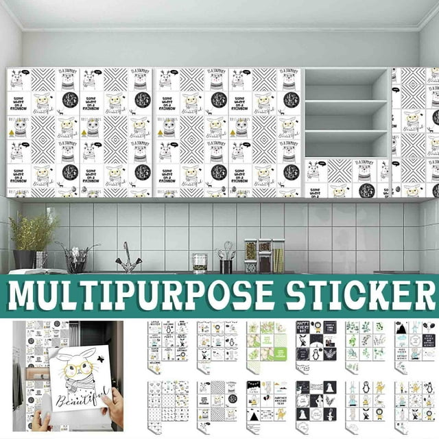 Iumwxz Room Decor 1set 10pc Self Adhesive Tile Print Sticker Kitchen Bathroom Wall Sticker Decoration Home Wall Decor Easter Multicolor Pvc Clearance Sales