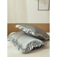 thumbnail image 6 of MOVE OVER Grey Ruffle Pillowcases King, Silky Satin Pillow Cover Set of 2, Luxury Satin Ruffle Pattern, 2 Pack, 6 of 8