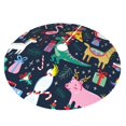 thumbnail image 2 of Kll 48" Christmas Tree Skirt Cute Funny Animals Xmas Tree Skirts Mat For New Year Xmas Holiday Party Indoor Outdoor Home Decoration, 2 of 9