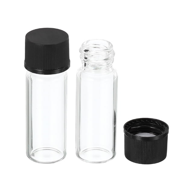 Unique Bargains 2mL Reagent Glass Storage Bottle Round Plastic Screw Cap Lab Home Clear 24 Pack