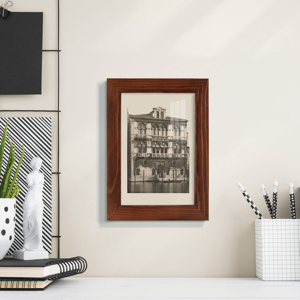 Vintage Views of Venice II - Framed Print w/glass - Chestnut