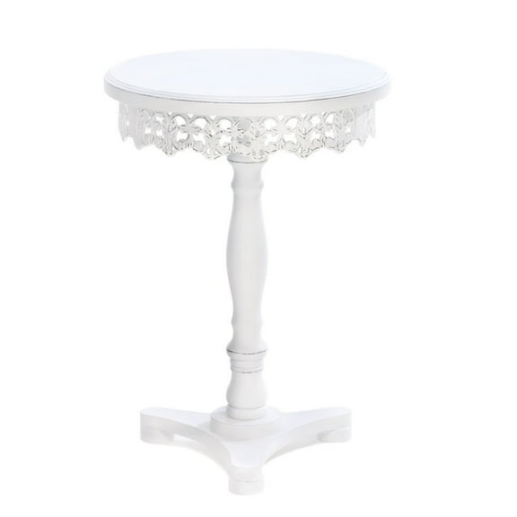 Accent Plus Decor Indoor Modern MDF Wood Round End Table, White
