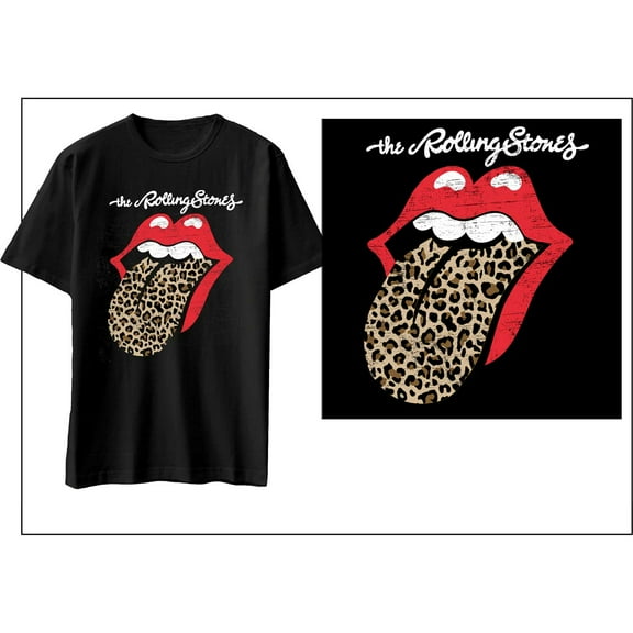 The Rolling Stones Unisex T-Shirt Leopard Print Tongue (X-Large)