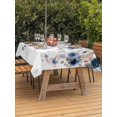 thumbnail image 2 of Outdoor Tablecloth with Umbrella Hole and Zipper, Navy Blue Flowers Rectangle Table Cloth 54x80 Inch Waterproof Tablecloth, Spring Floral Elegant Pastoral Watercolor Picnic Table Cover for Patio, 2 of 7