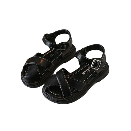 

Bellella Girls Summer Shoe Flat Dress Sandal Cross Strap Sandals Cute Princess Shoes Party Wedding Black 9C