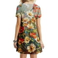 thumbnail image 4 of Holiday Deals Saving!Viikei Plus Size Summer Maxi Dress for Women,Women's Short Sleeved Dress with Floral Print Round Neck Dress Multicolor L, 4 of 5