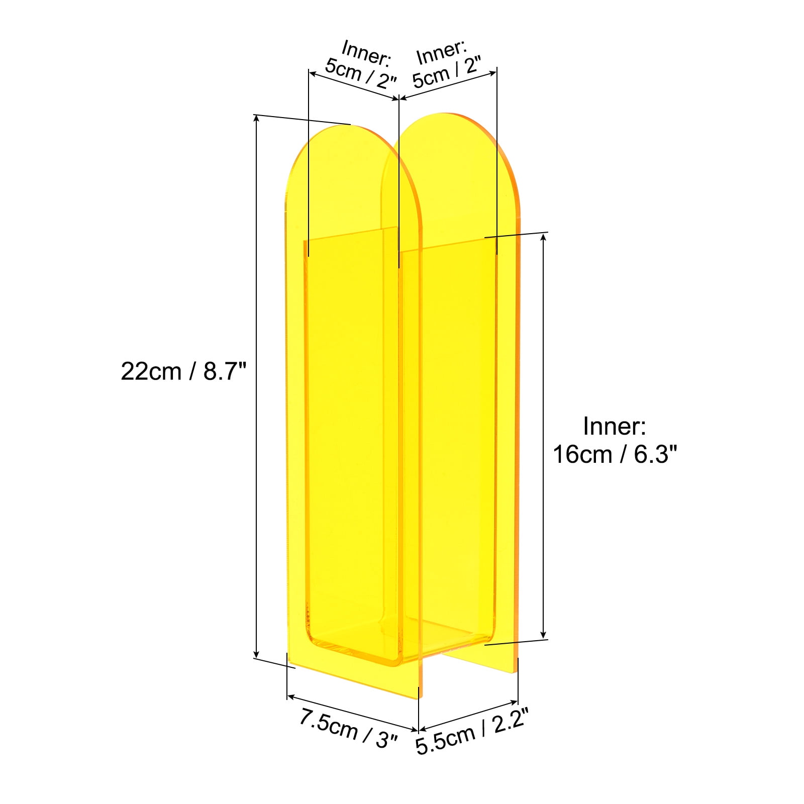 Unique Bargains Arch Acrylic Floral Vase Clear Geometric Plastic Decorative Vase for Home Yellow