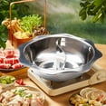 thumbnail image 1 of Elodie Stainless Steel Divided Hot Pot Mandarin Duck Pot Round Hotpot Soup Cookware for S, 1 of 8