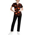 thumbnail image 5 of 2026 New Halloween Scrubs Set for Women, V-Neck Short Sleeve Top & Pants, Soft Breathable Medical Uniform with Pockets for Nurses & Caregivers, 01-Ginger, XXL, 5 of 6