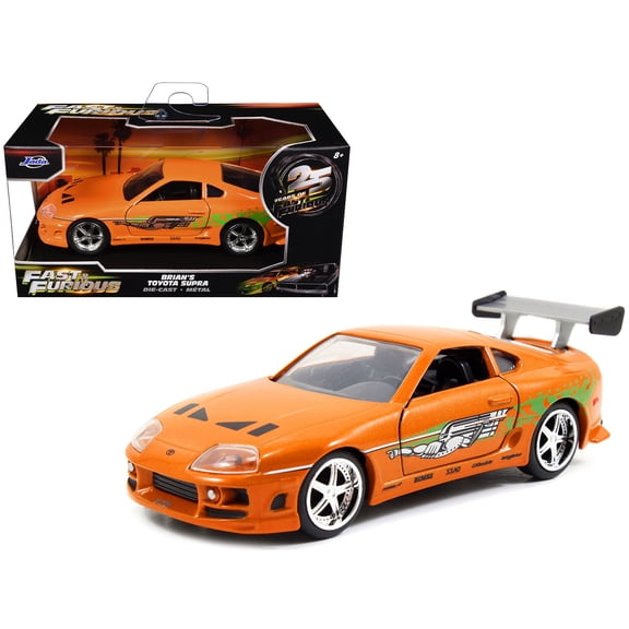 Brian's Toyota Supra Orange with Graphics "Fast & Furious 25th Anniversary" Series 1/32 Diecast Car Model by Jada