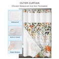 thumbnail image 2 of No Hook Cloth Fabric Shower Curtain with Snap in Liner, Fall Green Pumpkin Waterproof Shower Curtains Set with See Through Top Window, Thanksgiving Sage Orange Eucalyptus Bath Curtains Shower 48"x72", 2 of 6
