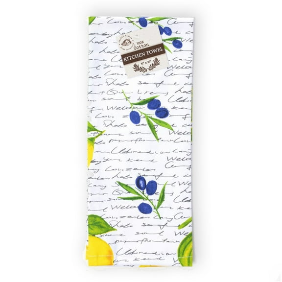 Oxford and Main 100% Premium Cotton Kitchen Towel, Farmhouse Dish Towel 15" x 25", Lemons