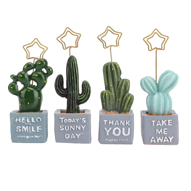 4 Uds. Soporte para fotos de escritorio con forma de maceta de dibujos animados, Clip de resina para fotos de escritorio, soporte de Clip para notas, decoración para el hogar y la Oficina, 4 Uds.