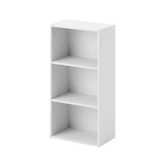 Furnifact White 3-Tier Open Shelf Closet Storage Organizer, Engineered Wood, Durable, Space-Saving, Multipurpose, Clothing, Closet