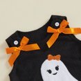 thumbnail image 6 of Cjfdfy Toddler Baby Girls Halloween Outfit Dress Pumpkin Ghost Corduroy Embroidery Sleeveless Bow Decor A-line Stripe Dress Cute My First Halloween Fall Winter Outfit 6M-4Y, 6 of 9