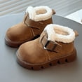 thumbnail image 3 of Kids Fuzzy Snow Boots Casual Round Toe Boys Girls Hook and Loop Winter Booties Platform Antislip Warm Ankle Boots 12 Little Kid Coffee, 3 of 8