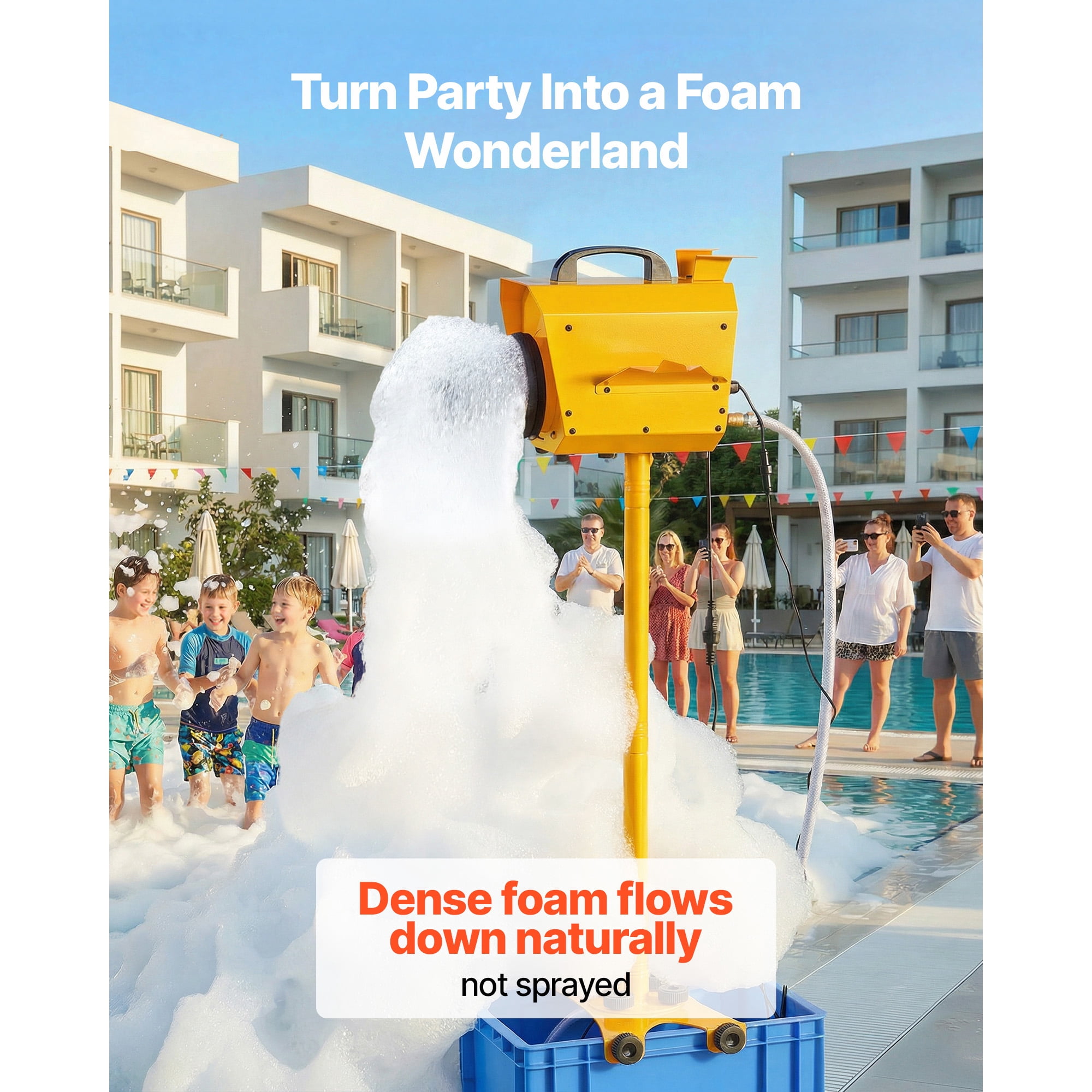 KFFKFF Foam Machine with Adjustable Angle, Bubble Maker with 21QT Tank, Vertical Design for Events, Celebrations, and Parties