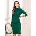 thumbnail image 4 of Miusol Women's Retro Half Collar Ruffle Style Cocktail Pencil Dress, 4 of 6