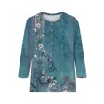 thumbnail image 2 of Innerwin Hauts Imprimé Floral T-Shirt Femme Col Rond Ample Bleu Ciel TG, 2 of 4