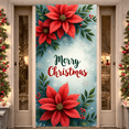 thumbnail image 2 of Festive Banner Merry Christmas Decorative Design Red Poinsettia Floral Holiday Decoration for Seasonal Celebration Indoor Venue Winter Party, 2 of 9