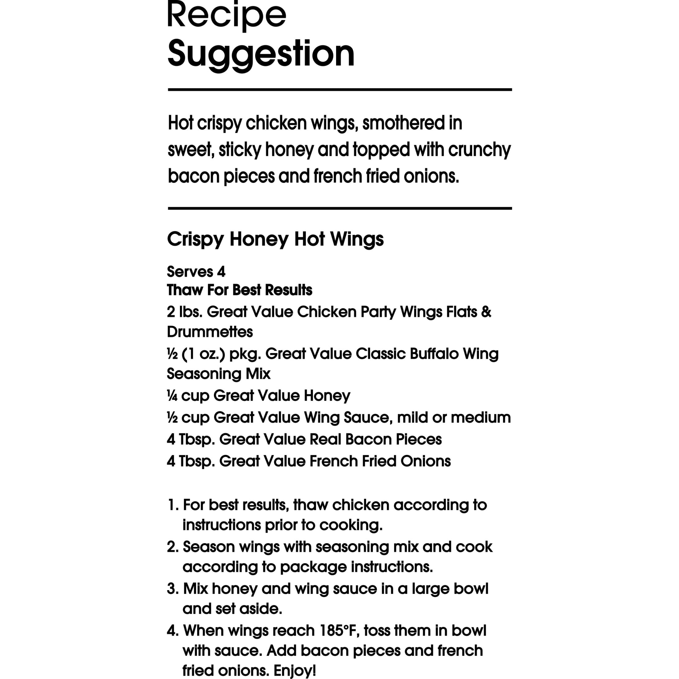 Great Value All Natural Chicken Wing Sections, 4 lb (Frozen)