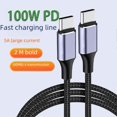 thumbnail image 1 of Cable de datos C a C, cable de carga rápida de 100 W, cable de datos PD de carga rápida de doble cabezal tipo C a tipo C, macho a macho, 100 W, 1 of 4
