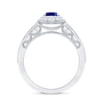 thumbnail image 2 of Rosec Jewels Lab Created Blue Sapphire Ring with Diamond Double Halo - 5X7 mm, 10K White Gold, US 5.00, 2 of 8