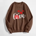 thumbnail image 2 of Gibobby Sudadera con forro polar Mujer Día de San Valentín para mujer casual manga larga cuello redondo pulóver sin capucha sudaderas ajuste blusa (Marrón, S), 2 of 4