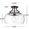 thumbnail image 7 of Franklin Iron Works Charleston Industrial Modern Farmhouse Ceiling Light Semi Flush Mount Fixture 13 1/2" Wide Bronze LED Clear Glass for Bedroom Home, 7 of 7