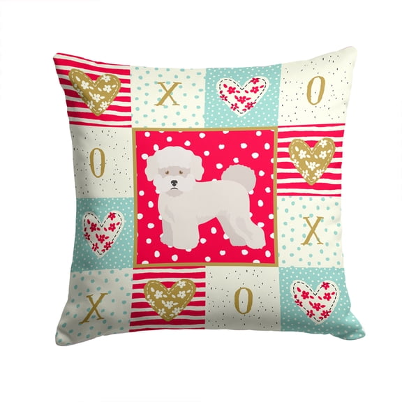 Bichon Fris? 2 Love Fabric Decorative Pillow Red