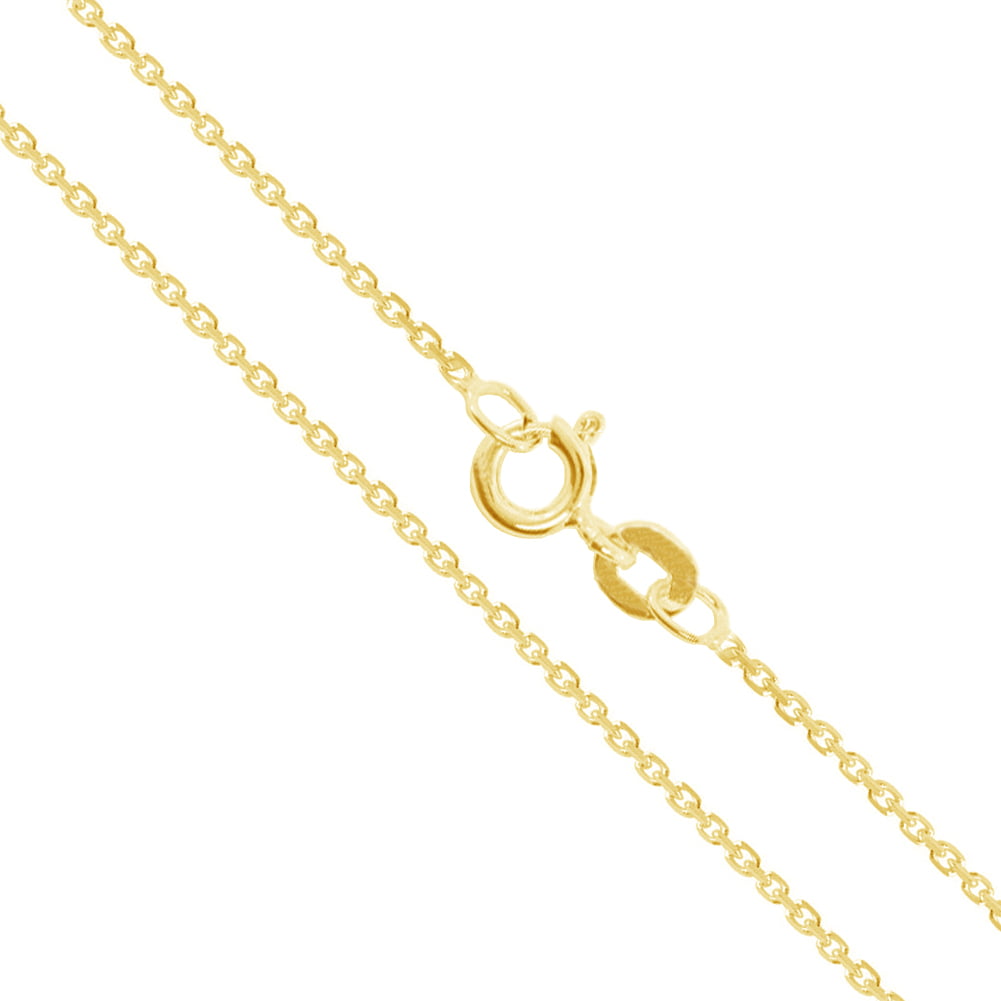 Solid 14K Yellow Gold Necklace 0.9mm DC Cable Chain Necklace 16, 18, 20 Inches