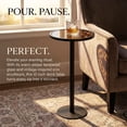 thumbnail image 2 of Black Drink Table, Indoor Outdoor Small Round Side Table with Glass Top & Vintage Scroll Design, 24.7" Pedestal End Table for Living Room, Patio, Industrial Modern Accent Table, 2 of 9