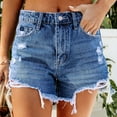 thumbnail image 5 of Xixinqiwan No Boundaries Women's Ripped Distressed Skinny Denim Shorts Ripped Frayed Womens Hot Pants Jean Shorts Summer Casual Wear, 5 of 7