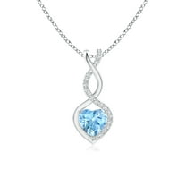 Angara Natural Aquamarine Infinity Pendant Necklace for Women in 14K White Gold - March Birthstone Jewelry | Aquamarine Heart Pendant Necklace