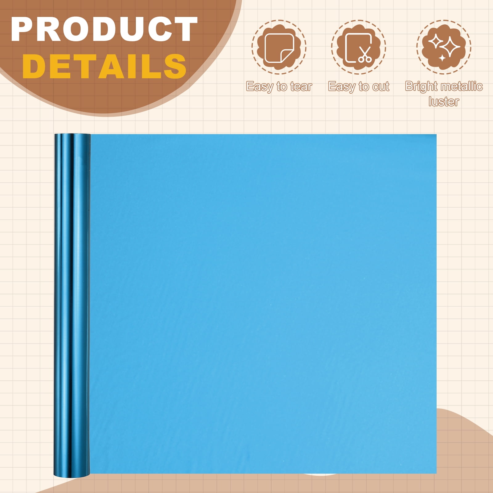 Uxcell Heat Foil Transfer Paper Roll, 12.6 in x 32.8 ft Heat Activated Foil Sheets Toner Reactive Laminator Laser Printer Hot Stamping Sheet for DIY Card Scrapbooking, Light Blue