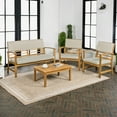 thumbnail image 6 of Barclay 4-Piece Modern Coastal Acacia Wood Conversation Outdoor Patio Set with Cushions, Light Gray/Teak Brown, 6 of 6