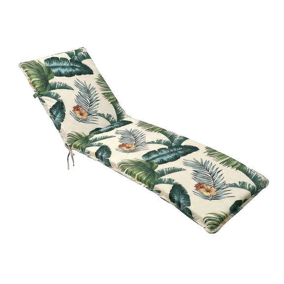 Outdoor Chaise Lounge Chair Cushion 75.98" x 22.83" Waterproof, High-Density Foam, Adjustable Straps, Patio Pool Deck Furniture Cushion (Hawaii)