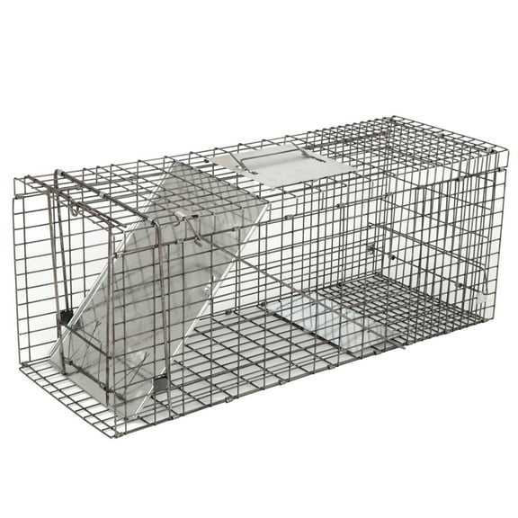 SuperDeal 32"L x 12"H Animal Trap Net Cage Capture Tool Collapsible Pedal Spring-Loaded Door