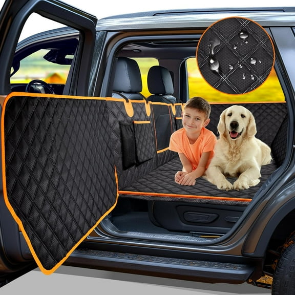 MY Dog Car Seat Cover for Back Seat, Hard Bottom Car Seat Cover for Dogs with Door Protectors for Traveling and Camping with Pets, Dog Car Seat Waterproof and Scratch-Resistant, Suitable for Cars