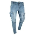 thumbnail image 1 of FcBaudy Full Length Pants Men's Solid Casual Pocket Outdoor Spring Classic Work Elastic Jeans Pant Men Pants, 1 of 5
